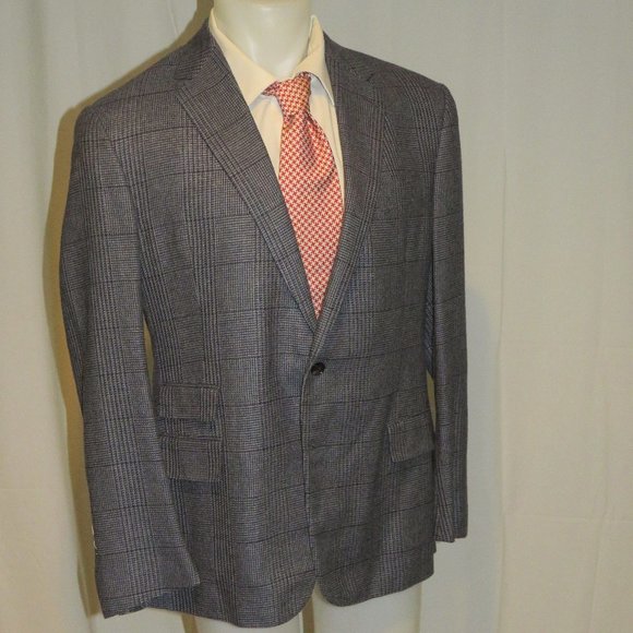 Ralph Lauren Purple Label Kent Linen Blend Glen Plaid Sport Coat 44R NWT $2995 - Picture 6 of 11